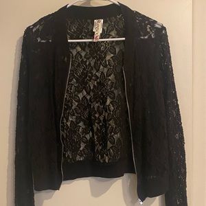 Black lace zip up